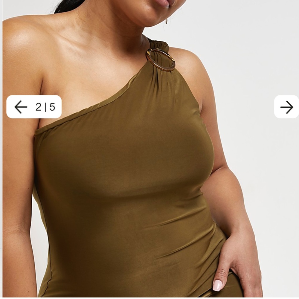 Khaki one shoulder bodycon maxi dress - 6 (US)